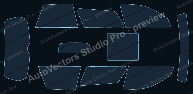 Subaru Outback 2005 wagon precut window film pattern – watermarked preview from the cutting software