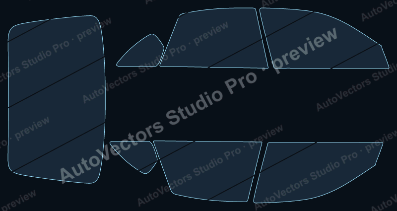 Subaru Outback 2005 sedan precut window film pattern – watermarked preview from the cutting software