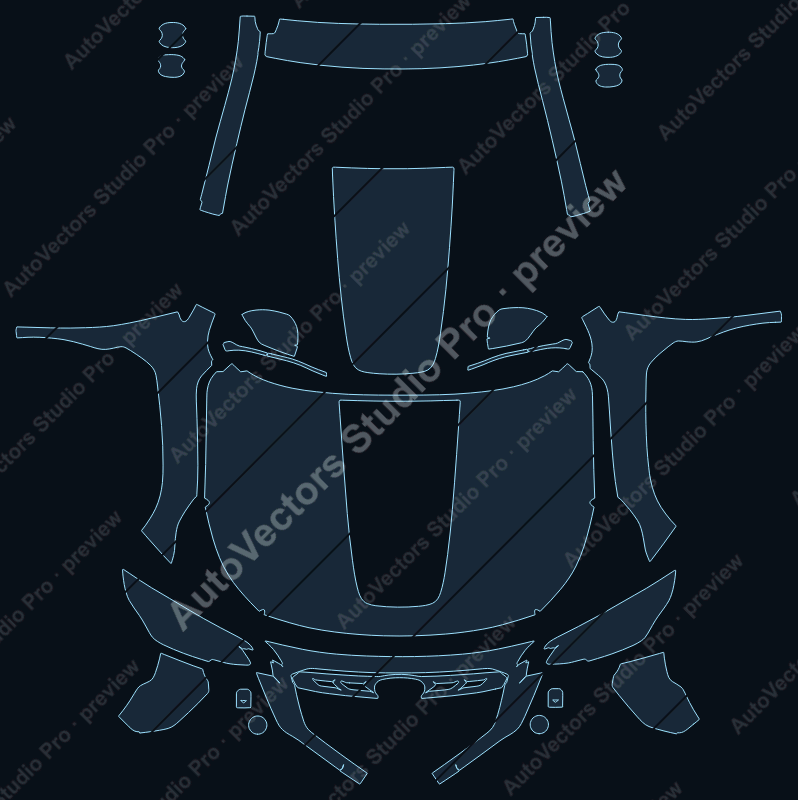 Subaru Outback Wilderness 2022 precut PPF pattern – watermarked preview from the cutting software