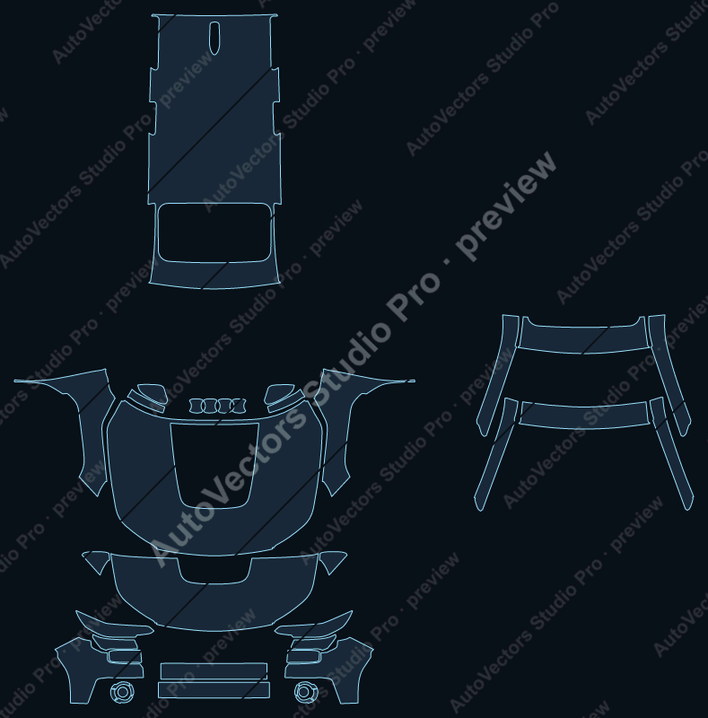 Subaru Outback Wilderness 2026 precut PPF pattern – watermarked preview from the cutting software