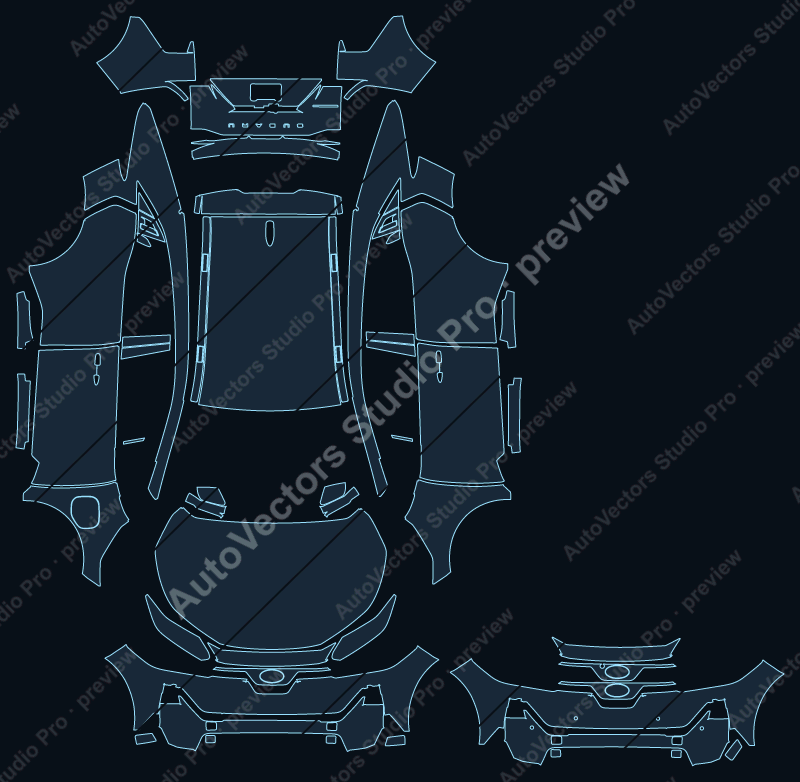 Subaru Uncharted Base 2026 precut PPF pattern – watermarked preview from the cutting software