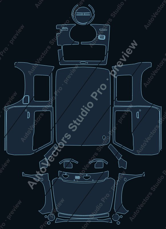 Suzuki Jimny 2019 2-door precut PPF pattern – watermarked preview from the cutting software