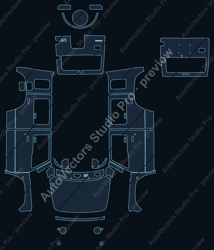 Suzuki Jimny 2024 4-door precut PPF pattern – watermarked preview from the cutting software
