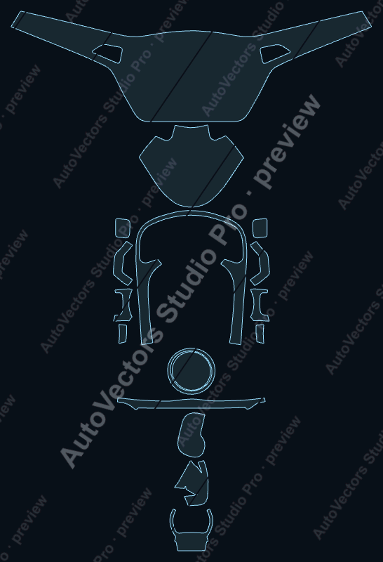 SYM 4Mica Base 2024 precut motorcycle PPF pattern – watermarked preview from the cutting software