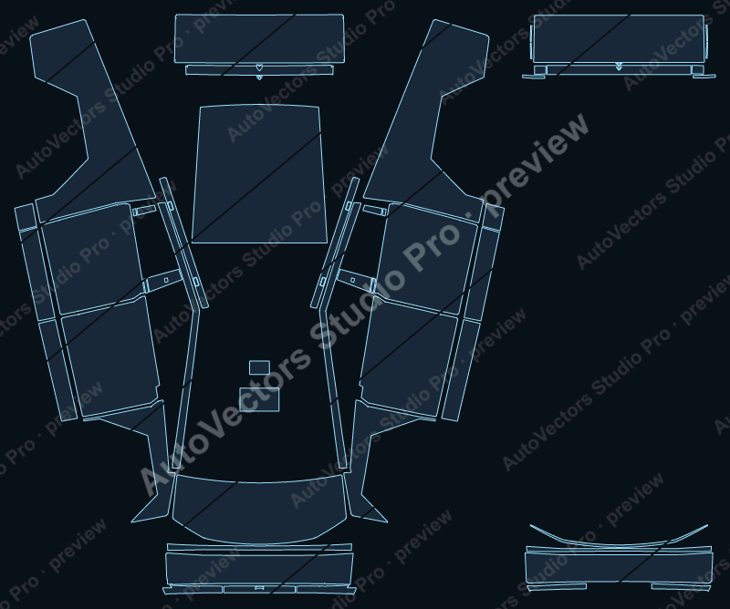 Tesla Cybertruck Base 2024 full kit precut PPF pattern – watermarked preview from the cutting software
