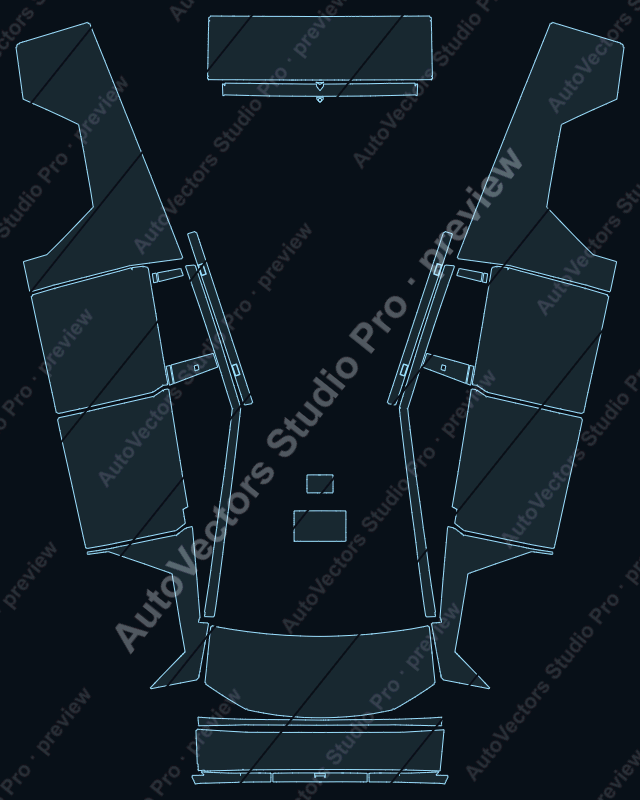 Tesla Cybertruck Base 2024 full kit precut PPF pattern – watermarked preview from the cutting software