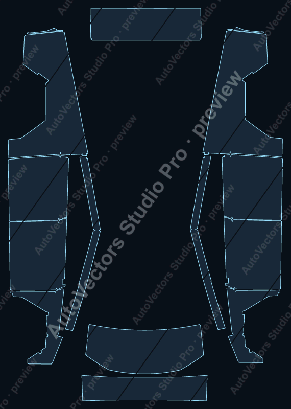 Tesla Cybertruck Vinyl 2025 truck precut PPF pattern – watermarked preview from the cutting software