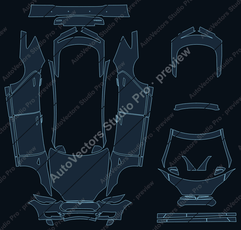 Tesla Model S Base Performance Signature Signature Performance 2012 sedan full kit precut PPF pattern – watermarked preview