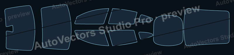 Tesla Model Y L Base 2025 precut window film pattern – watermarked preview from the cutting software