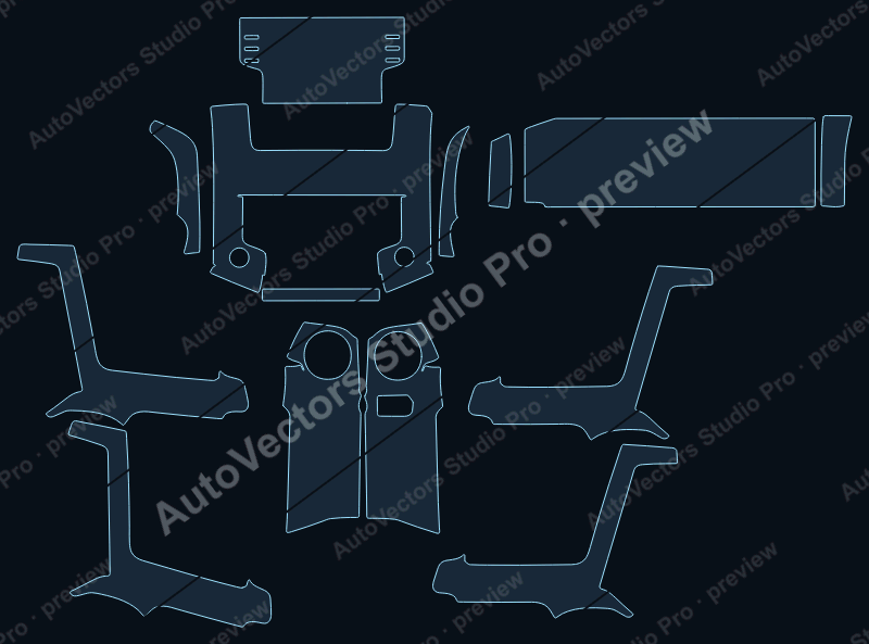 Toyota 4Runner Base 2021 precut interior protection film pattern – watermarked preview from the cutting software
