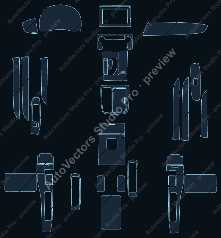 Toyota Alphard Base 2017 precut interior protection film pattern – watermarked preview from the cutting software