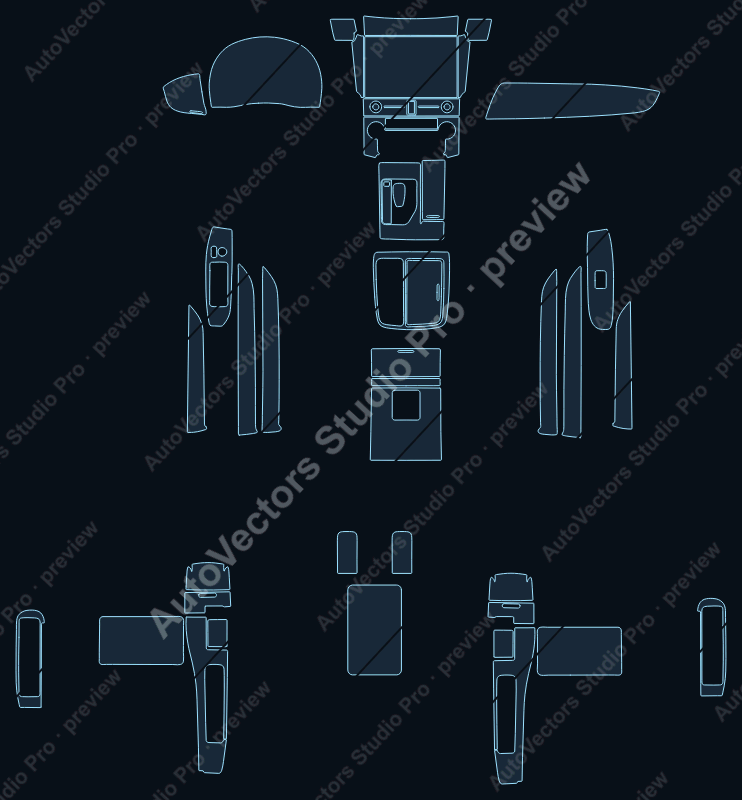 Toyota Alphard Vellfire 2018 precut interior protection film pattern – watermarked preview from the cutting software