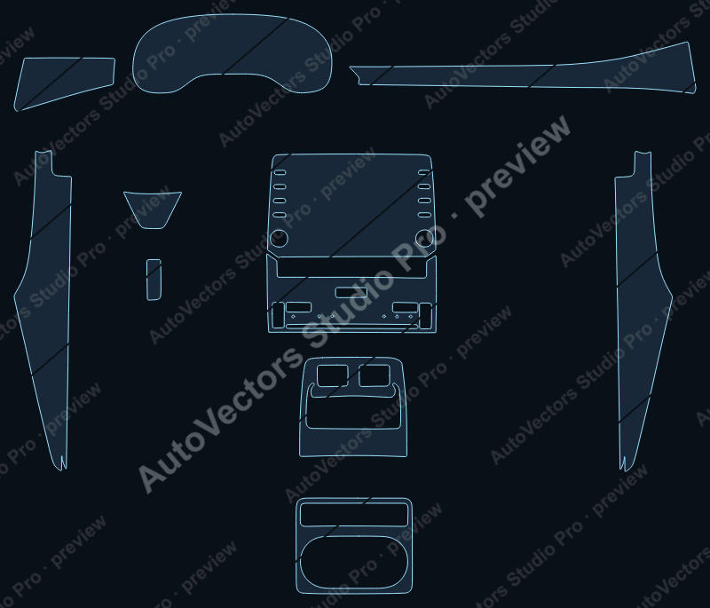 Toyota Avalon Ver2 2019 precut interior protection film pattern – watermarked preview from the cutting software