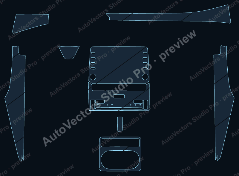 Toyota Avalon Ver3 2019 precut interior protection film pattern – watermarked preview from the cutting software