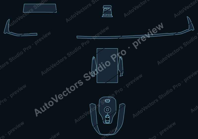 Toyota bZ3 Base 2023 precut interior protection film pattern – watermarked preview from the cutting software