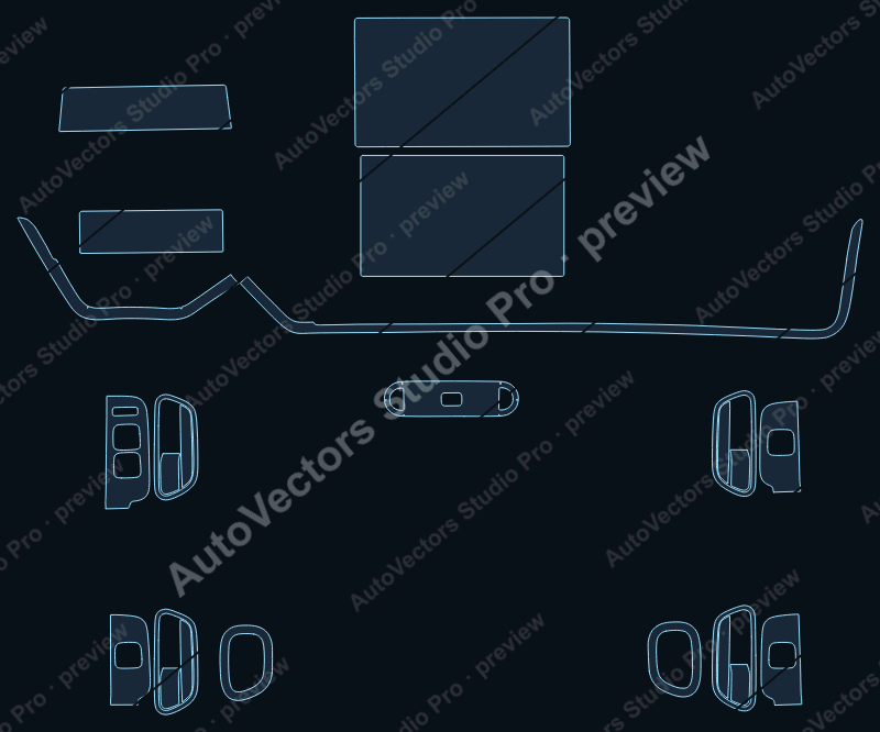 Toyota bZ3X 2025 precut interior protection film pattern – watermarked preview from the cutting software