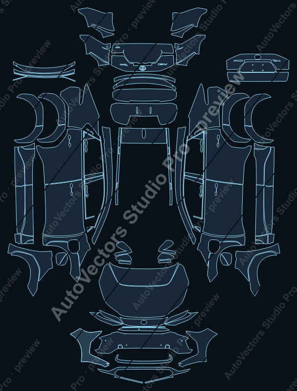 Toyota bZ4X Xeam10-Yeam15 2023 SUV precut PPF pattern – watermarked preview from the cutting software