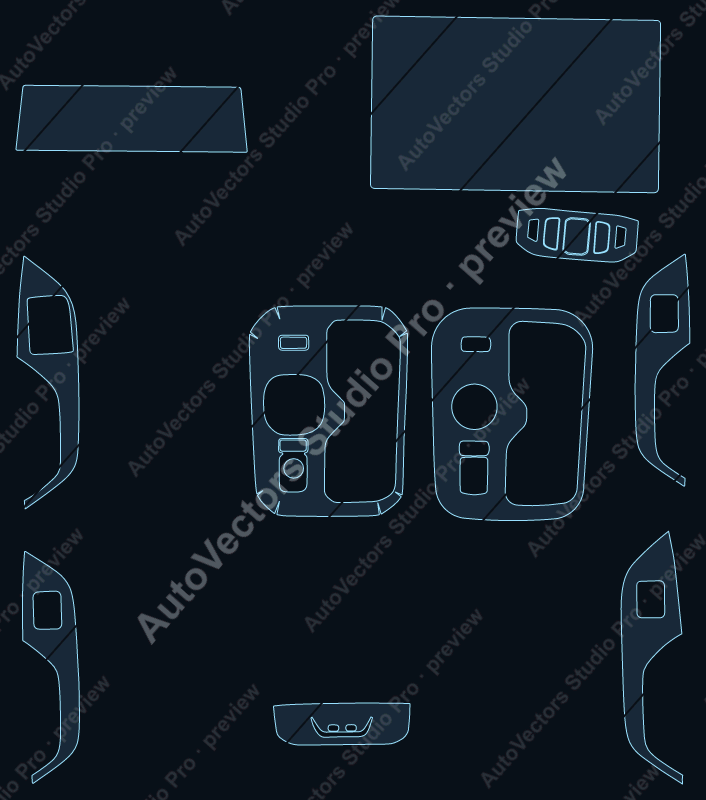 Toyota bZ5 2025 precut interior protection film pattern – watermarked preview from the cutting software