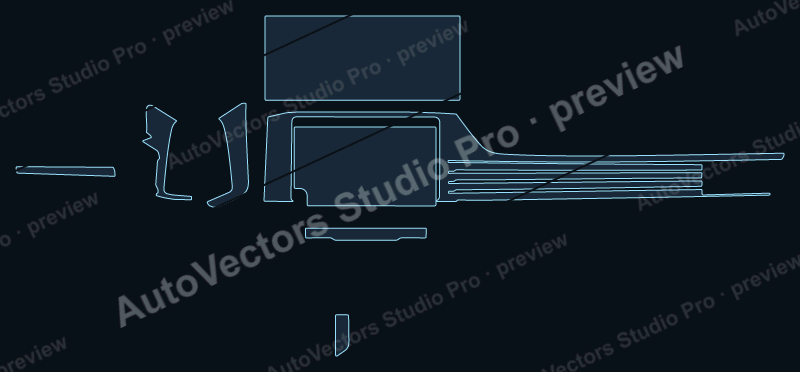 Toyota Camry Base 2 2025 precut interior protection film pattern – watermarked preview from the cutting software