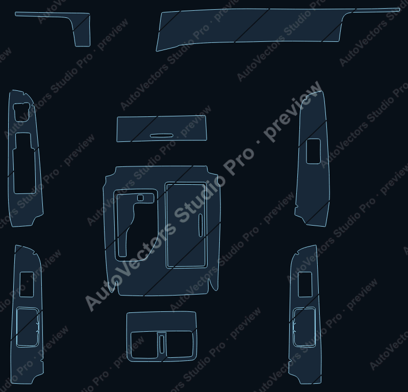 Toyota Camry Base 2012 precut interior protection film pattern – watermarked preview from the cutting software