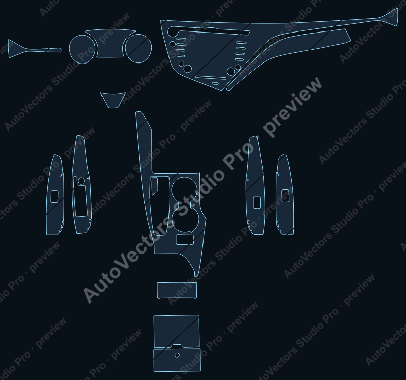 Toyota Camry Base 2018 precut PPF pattern – watermarked preview from the cutting software