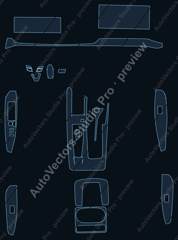 Toyota Camry Base 2024 precut interior protection film pattern – watermarked preview from the cutting software