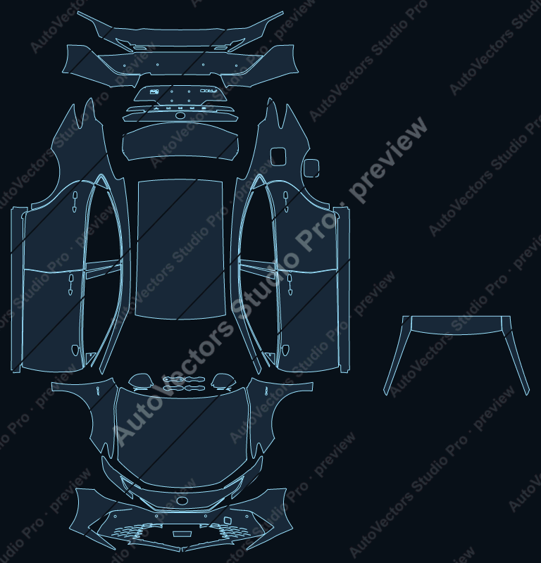 Toyota Camry CN Luxury 2025 precut PPF pattern – watermarked preview from the cutting software