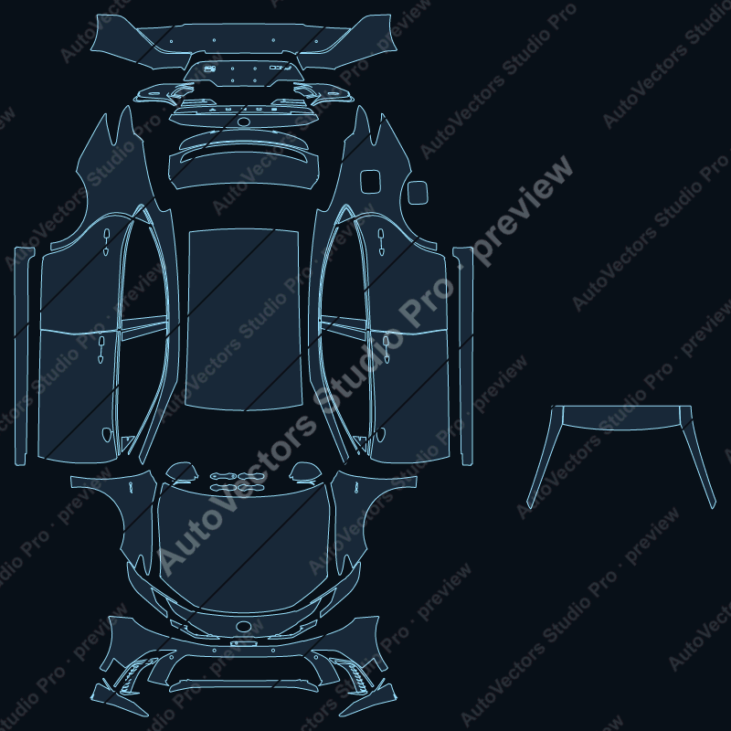 Toyota Camry Sport CN 2025 precut PPF pattern – watermarked preview from the cutting software