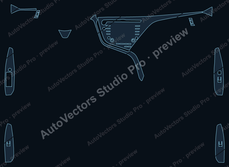 Toyota Camry XSE-Hybrid SE 2018 precut interior protection film pattern – watermarked preview from the cutting software