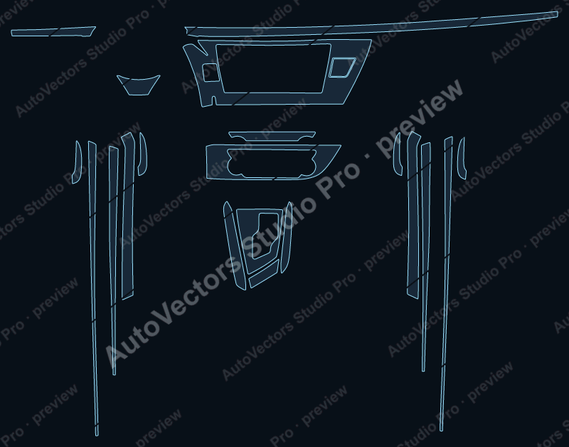 Toyota Corolla Base 2014 precut interior protection film pattern – watermarked preview from the cutting software