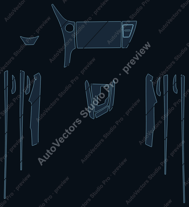 Toyota Corolla Base 2017 precut interior protection film pattern – watermarked preview from the cutting software