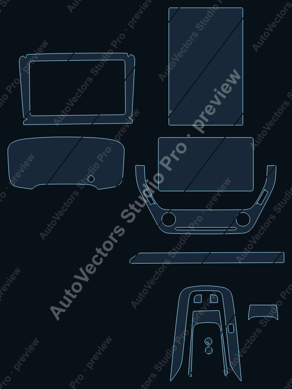 Toyota Corolla Base 2022 precut interior protection film pattern – watermarked preview from the cutting software