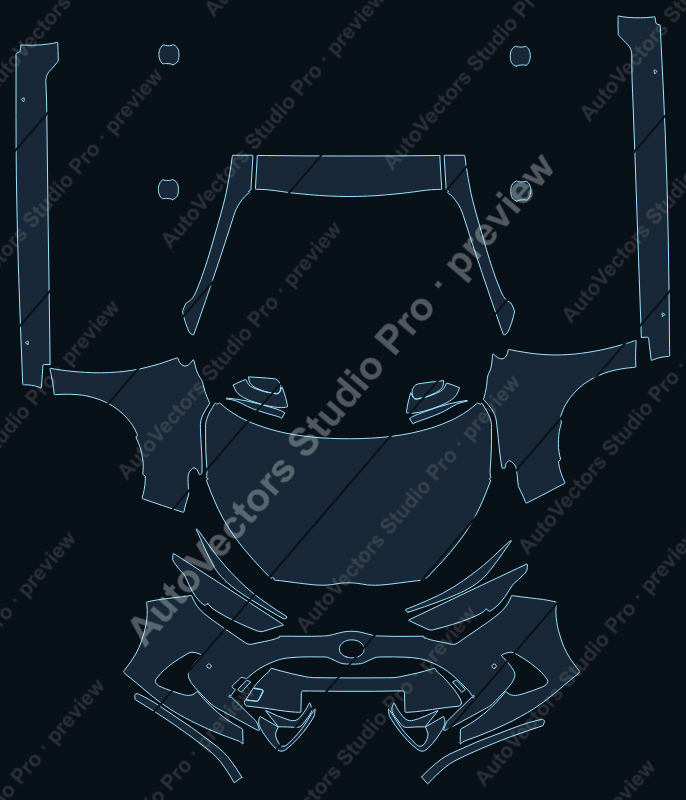 Toyota Corolla Base 2024 hatchback precut PPF pattern – watermarked preview from the cutting software