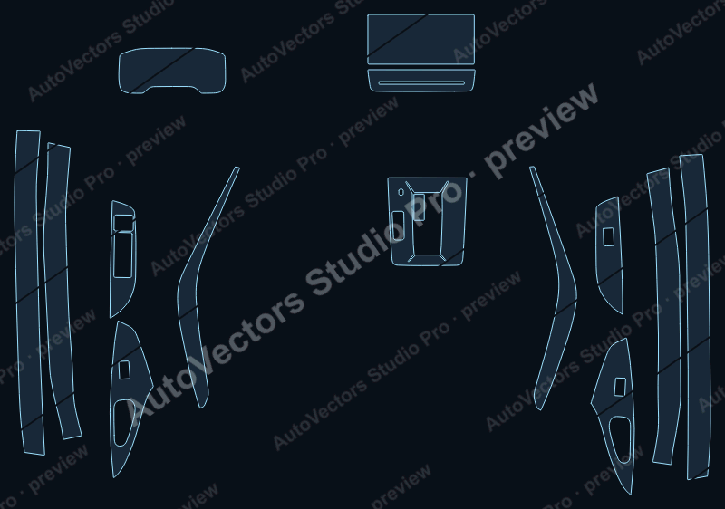 Toyota Corolla CN 2026 precut interior protection film pattern – watermarked preview from the cutting software