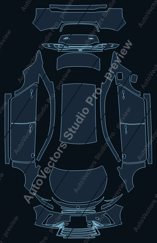 Toyota Corolla CN 2026 precut PPF pattern – watermarked preview from the cutting software