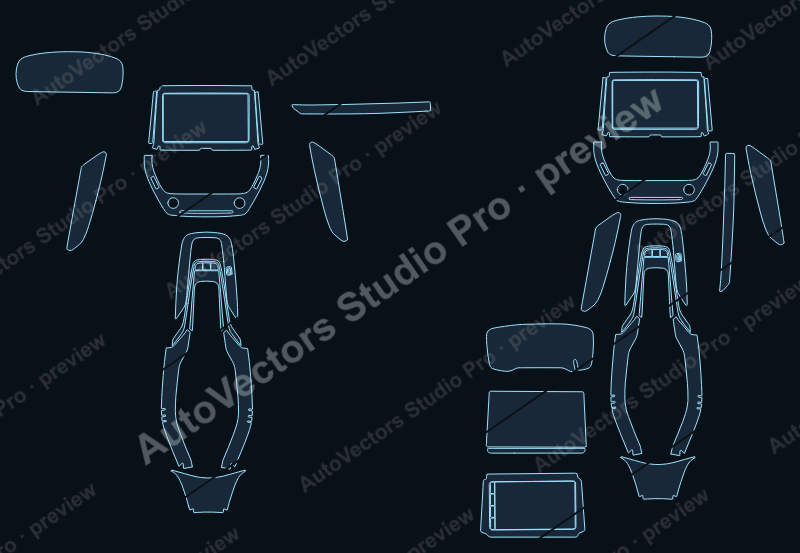 Toyota Corolla Cross Base 2022 precut interior protection film pattern – watermarked preview from the cutting software