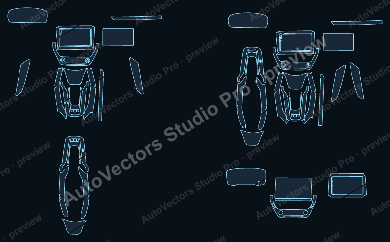 Toyota Corolla Cross Base V2 2022 precut interior protection film pattern – watermarked preview from the cutting software