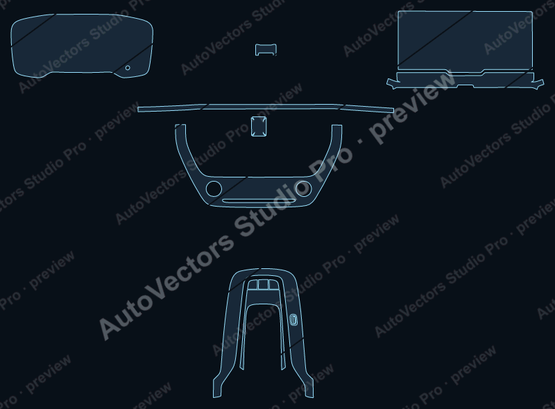 Toyota Corolla Cross Base2 2022 precut interior protection film pattern – watermarked preview from the cutting software