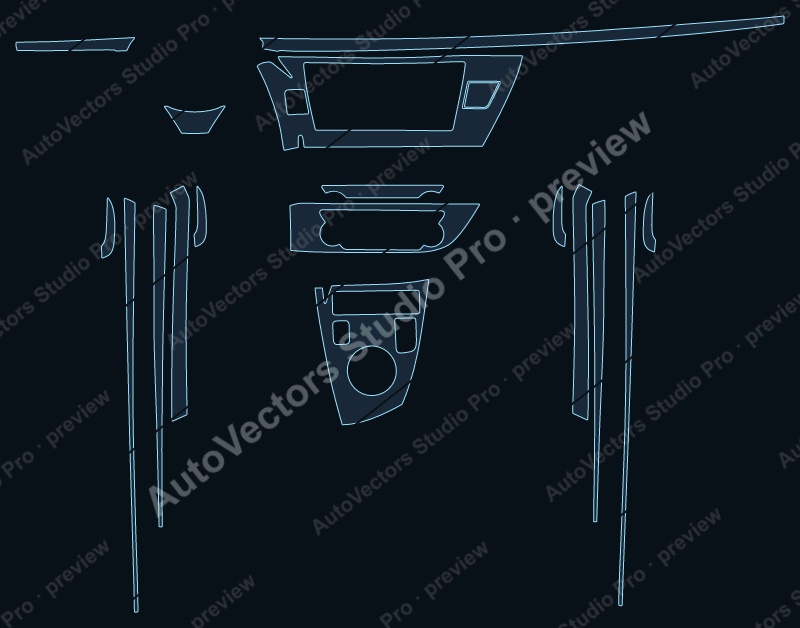 Toyota Corolla Hybrid 2014 precut interior protection film pattern – watermarked preview from the cutting software
