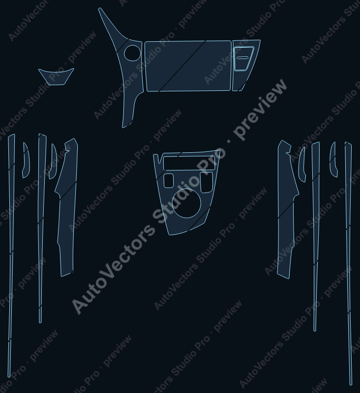 Toyota Corolla Hybrid 2017 precut interior protection film pattern – watermarked preview from the cutting software