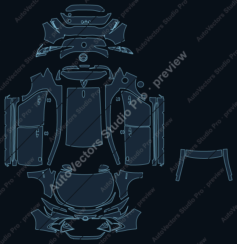 Toyota Corolla SE Hatchback 2023 hatchback precut PPF pattern – watermarked preview from the cutting software