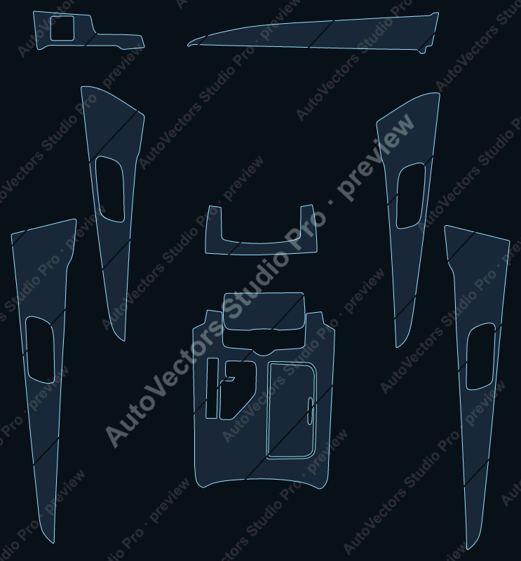 Toyota Crown Base 2015 precut interior protection film pattern – watermarked preview from the cutting software