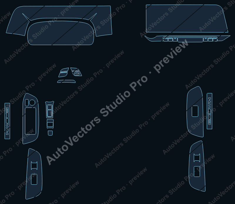 Toyota Crown Base 2023 precut interior protection film pattern – watermarked preview from the cutting software