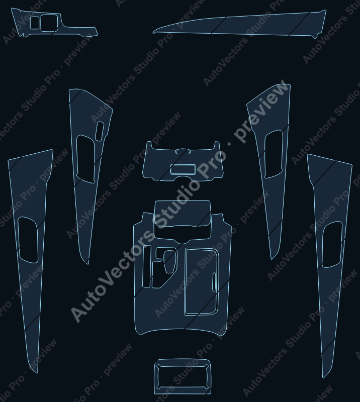 Toyota Crown Base V2 2015 precut interior protection film pattern – watermarked preview from the cutting software