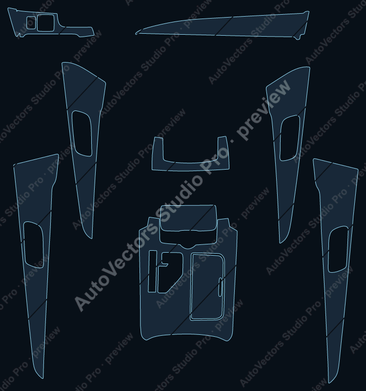 Toyota Crown Base V3 2015 precut interior protection film pattern – watermarked preview from the cutting software