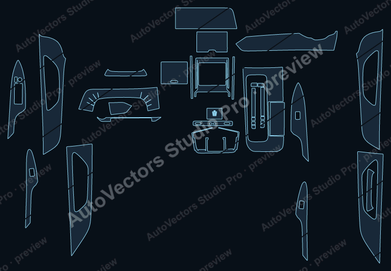 Toyota Crown Base2 2024 precut interior protection film pattern – watermarked preview from the cutting software
