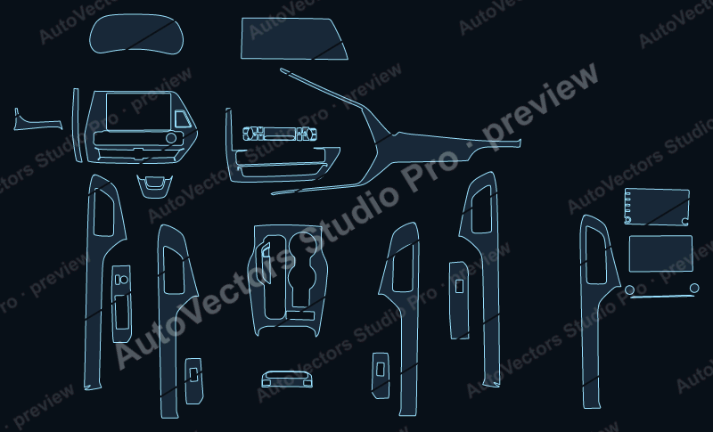 Toyota Crown Klugerc 2022 precut interior protection film pattern – watermarked preview from the cutting software