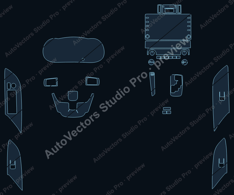 Toyota Fortuner V1 2022 precut interior protection film pattern – watermarked preview from the cutting software