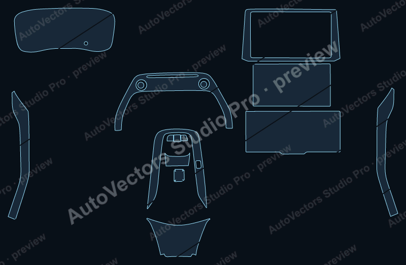 Toyota FrontLanler 2024 precut interior protection film pattern – watermarked preview from the cutting software