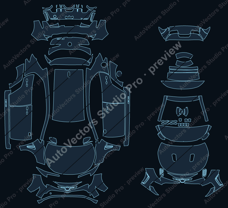 Toyota GR Corolla GZEA14H 2023 hatchback precut PPF pattern – watermarked preview from the cutting software